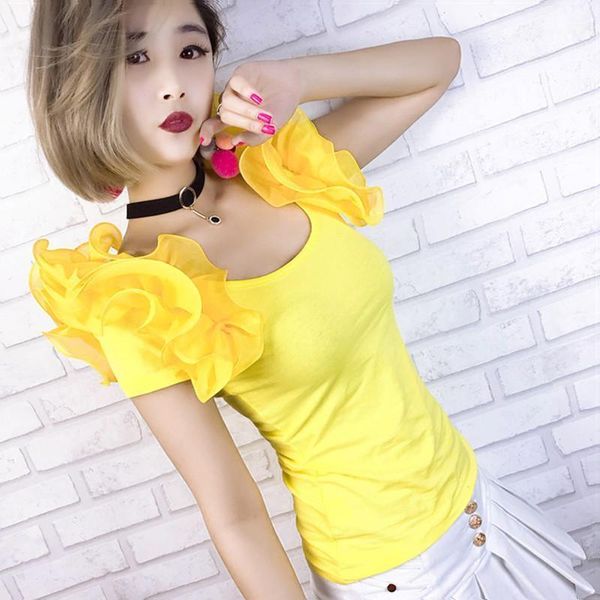 

2020 new fashion o neck short sleeve women t shirts korean flower patchwork bf style t shirt harajuku solid tee1, White