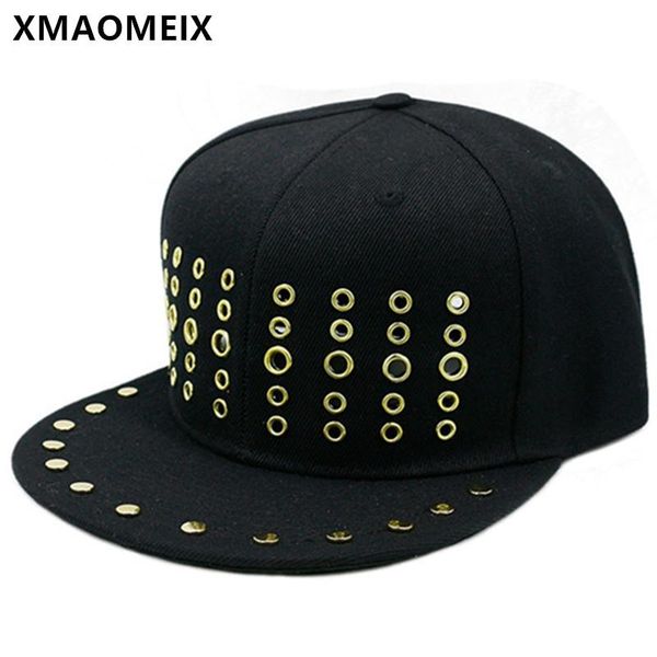 

ball caps xmaomeix punk style hip hop for men women metal rivets headdress decoration flat brim hat novel personality trend, Blue;gray
