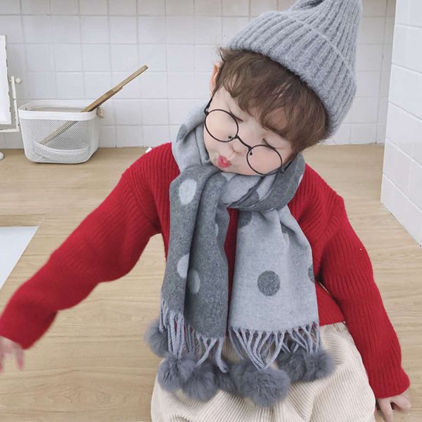 

cashmere rabbit imitation ball benhui dot autumn and winter new warm children's scarf wj8615, Red;brown