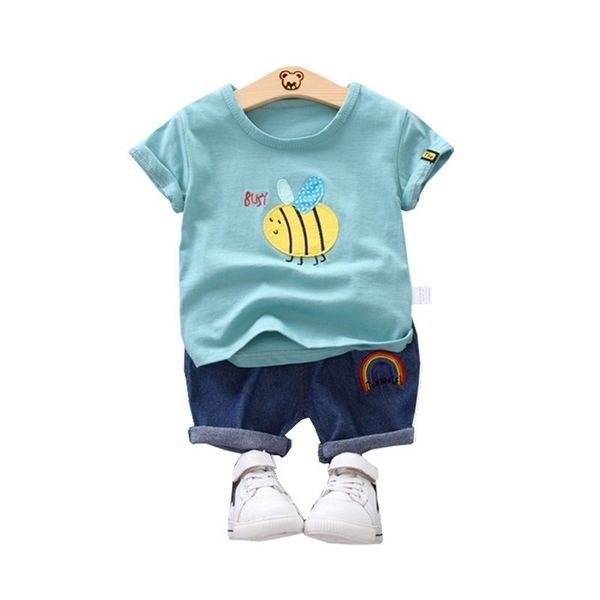 

new summer newborn baby boys girls clothing kids cotton short sleeve 2pcs/set cartoon fashion infant sport clothes tracksuits y200803, White