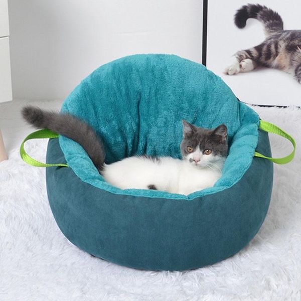 

cat beds & furniture plush bed pet carrier basket hammock small dog puppy lounger sofa anti slip bottom detachable mat portable kitten house