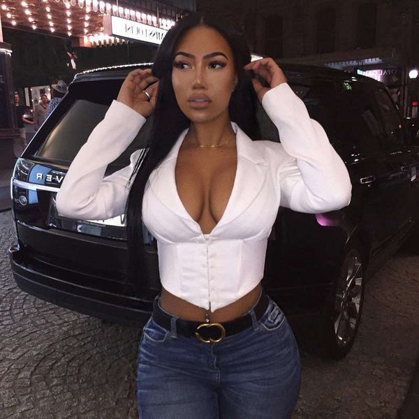 

fashion street fall / winter 2020 women's new slim fit half open neck t-shirt, Black;gray