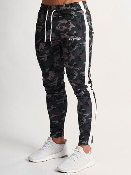 

men's pants fall and winter men's leisure fashion gymnasium fitness jogging men stitching twisted navy sports camouflage pants1, Black