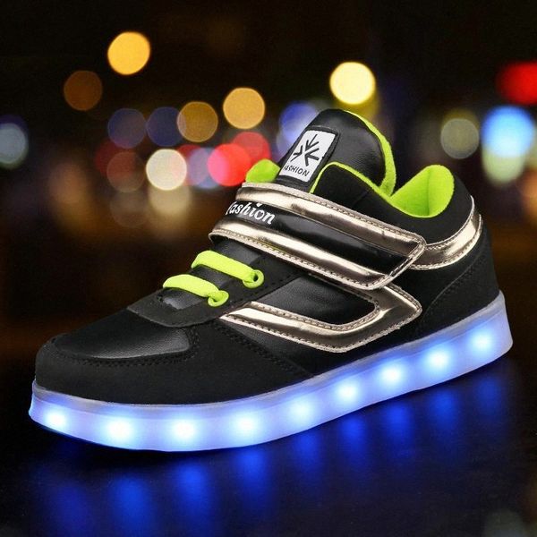 

26-37 Size/ USB Charging Basket Led Children Shoes With Light Up Kids Casual Boys&Girls Luminous Sneakers Glowing Shoe enfant #JE93