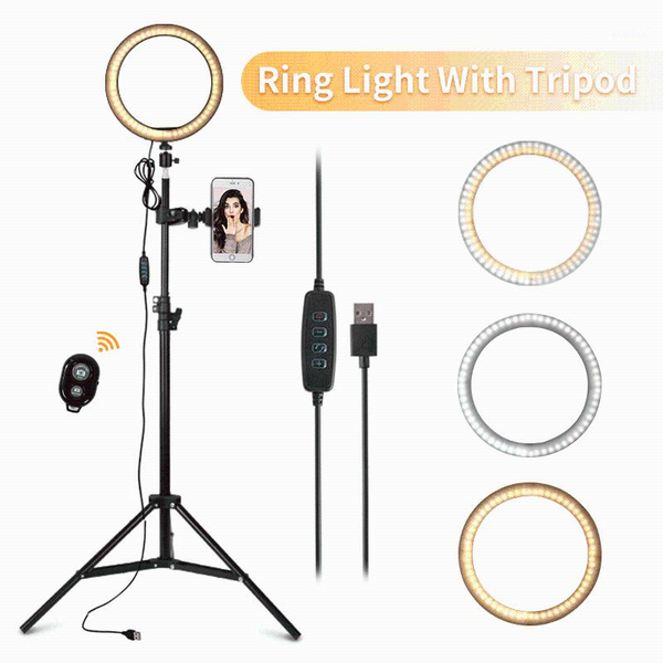 

flash heads 16/26cm selfie ring light with tripod youtube live video lamps pography lighting studio dimmable po led ring1