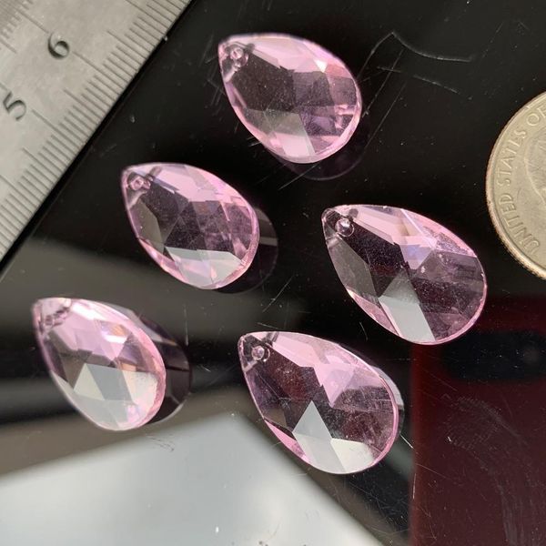 

10pc pink teardrop glass crystal 20mm chandelier part lamp prism suncatcher diy pendant eye tear faceted h jllcbr