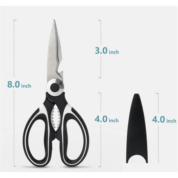 

stainless steel kitchen scissors multi-purpose kitchen shears with blade cover vegetable slicer smart cutte jllblt xhhair