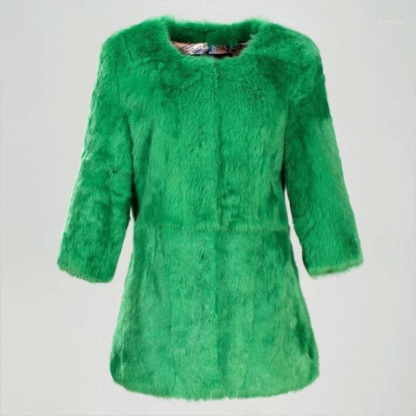 

elegant full pelt real fur coat outerwear women autumn winter new slim medium long natural fur jacket1, Black