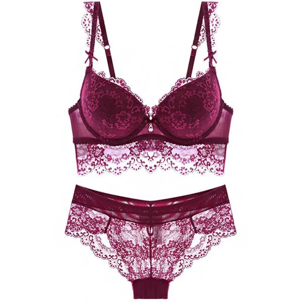 

fashion push up adjustable lace underwear accept supernumerary breast bra thickening bra set lingerie sets c1211, Black;white