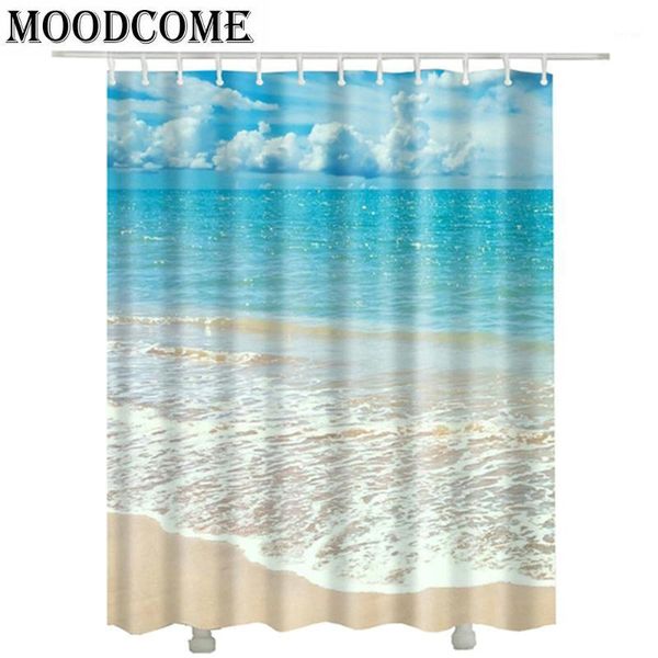 

shower curtains 3d beach polyester design douchegordijn rideau douche en tissu bathroom waterproof1