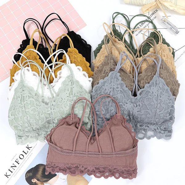 

chrleisure push up bra new seamless lace wrapped chest no steel ring cross back bralette1, Red;black