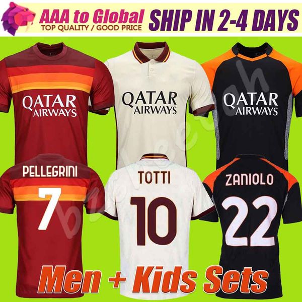 

thailand de rossi dzeko zaniolo soccer jersey rome 2021 totti as perotti jersey 2020 2021 football kit shirt rome men and kids, Black;yellow