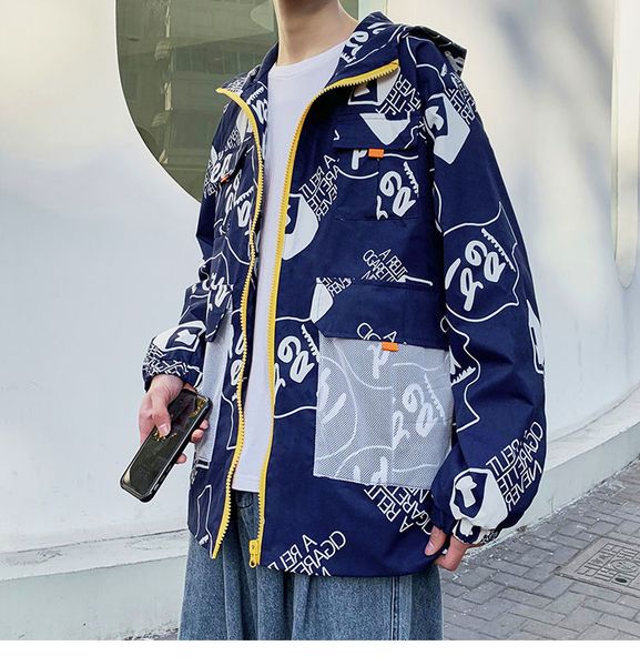 

2021 new new spring made floral cartoon tools clothes with a hood geared tide in padded student white jacket puto, White;black