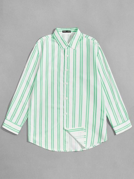

men striped button through shirt t1c3#, White;black