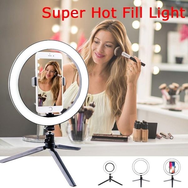 

makeup led selfie ring light dimmable 16/26cm pgraphic lighting with tripod phone holder usb plug p studio video light