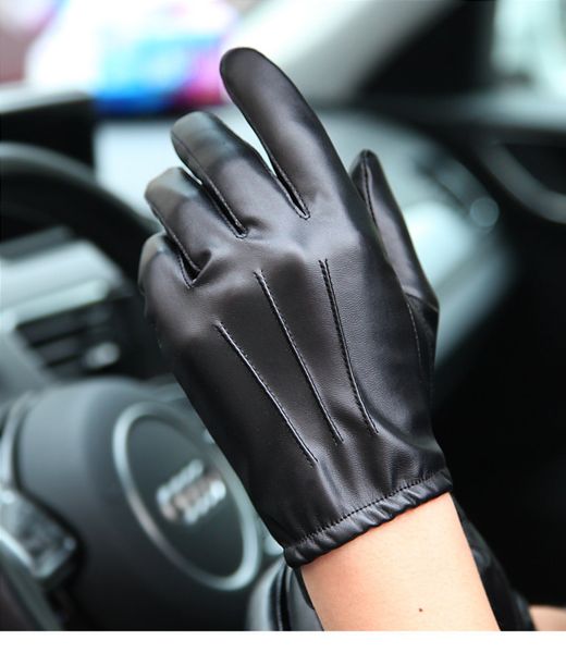 

warmenpu leather men's thin driving motorcycle gloves anti slip full touch screen pm014
