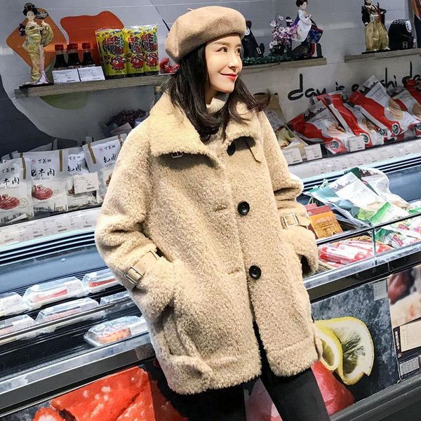 

2020 winter women fur coat luxury fur coat lapel overcoat thick warm plus size female plush coats m9911, Black