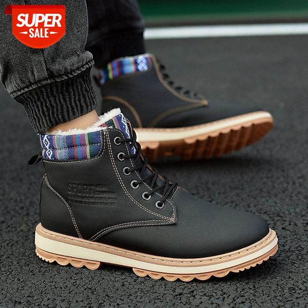 

classic casual men boots autumn breathable comfortable lace-up couple ankle boots yellow tooling men plus velvet #yh5h