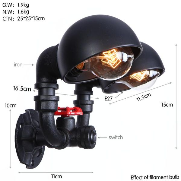 

wall lamp american minimalist creative personality restaurant cafe decoration single head long retro wrought iron ac90-260v e 27