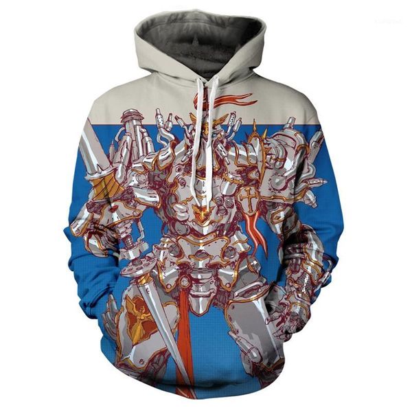 

new 3d printing men's creative cartoon / robot creative design leisure hoodie spring and autumn v-neck street style1, Black