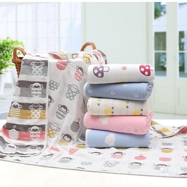 

baby blankets newborn bath towel swaddle quilt muslin cotton deken jacquard 6 layers gauze kids blanket infant wrap thick 480g y201009