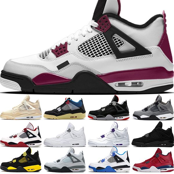 

jumpman 4 4s fire red basketball shoes black cat sail cool grey og bred white cement mens trainers sports sneakers size 7-13