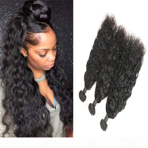 

brazilian water wave virgin hair one bundles 8a wet and wavy human hair weaves 100% unprocessed brazilian curly weave human hair extensions, Black