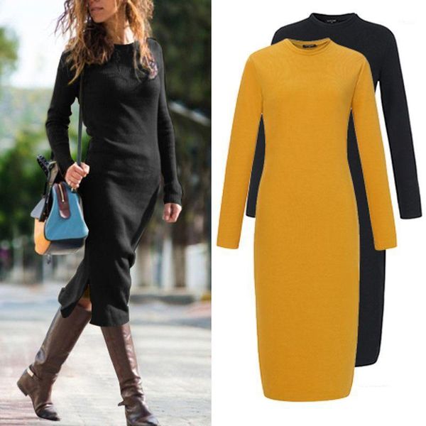 

office ladies autumn dress 2020 vonda women long sleeve dresses plus size bohemian sundress vestidos femme long robe1, Black;gray