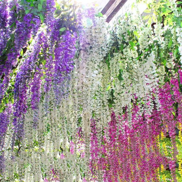 

wisteria artificial flowers home wedding decoration fake flowers leaves 12pcs/lot kunstbloemen kwiaty sztuczne1