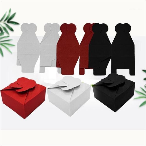 

gift wrap kraft paper packaging box small candy wedding 50pcs red white for cookie package1