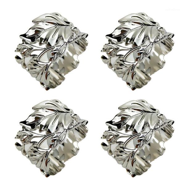 

napkin rings 4pcs el christmas metal table holders towel banquet wedding leaf shape party buckle home decor serviette1