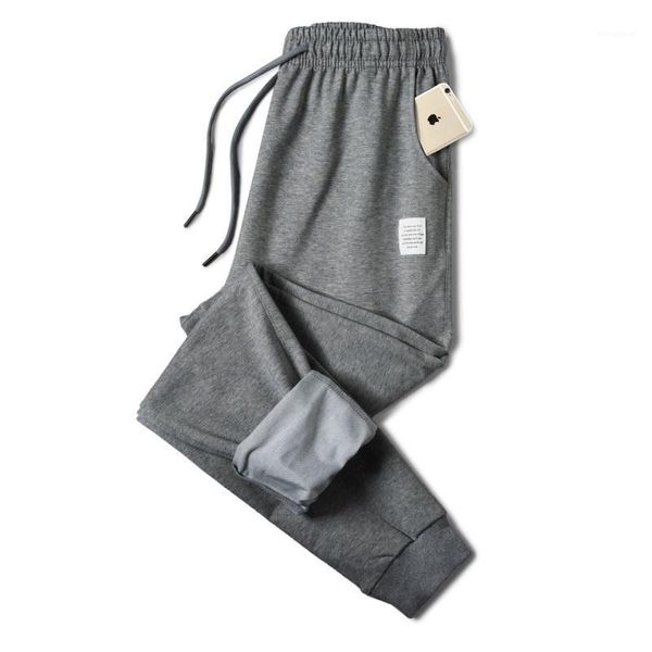 

cotton men sweatpants casual joggers sportswear elastic solid drawstring trousers male patchwork track pants wiht pocket korean1, Black