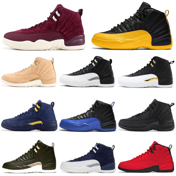 

2021 fiba 12 12s men basketball shoes game royal reverse taxi dark grey university gold playoffs wings mens trainers sports sneakers 7-13, White;red
