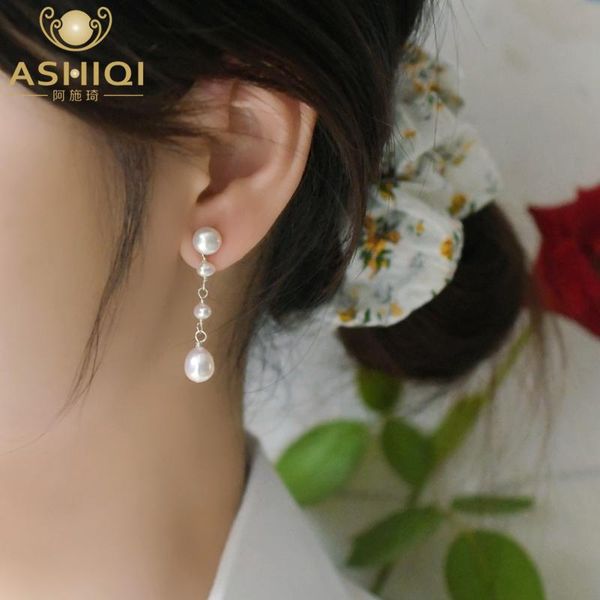

dangle & chandelier ashiqi 925 sterling silver long drop earring for women natural freshwater pearl jewelry gift