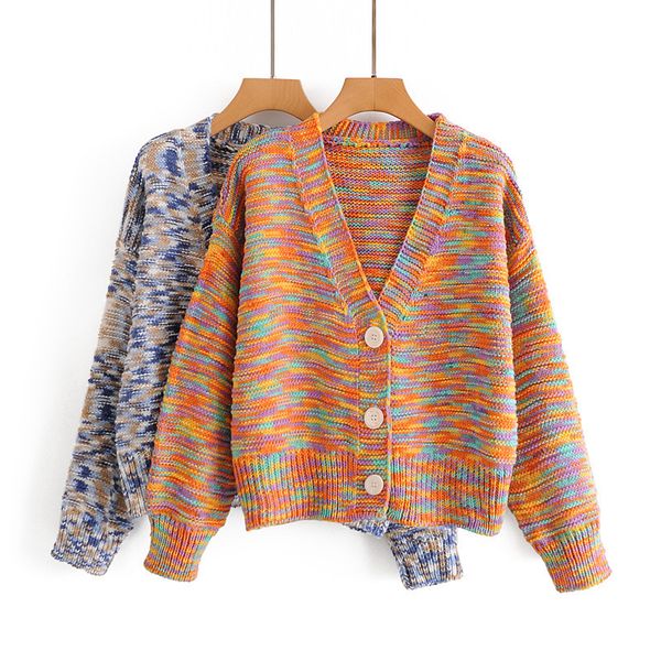 

2021 new autumn europe and the united states women's dazzle colour ladies cardigan sweater knitting unlined upper garment tm6o, White;black