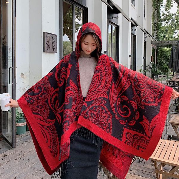 

scarves wrap shawl costumes ladies warm blanket hooded cape cute women cosplay christmas gift oversized shawls print, Blue;gray