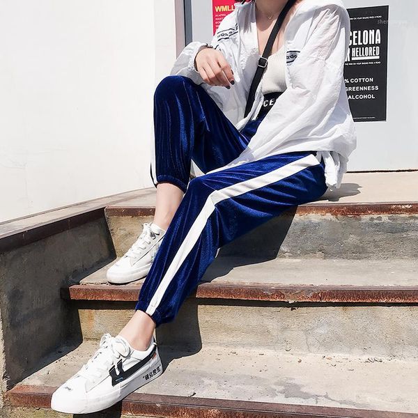

spring autumn sweatpants female korean loose golden velvet long pants small feet casual harem women pants1, Black;white