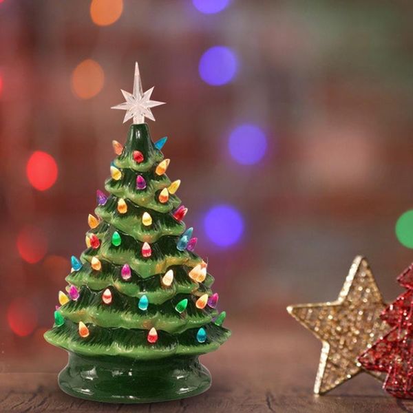 

christmas nostalgic cake tree colorful light luminous ceramic christmas tree ornament decoration ud88