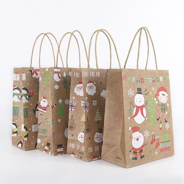 

стобан 12 шт. крафт-бумага рождественская ручка подарочные пакеты party handmade cookie chocolate candy package сумка для торта украшение bb