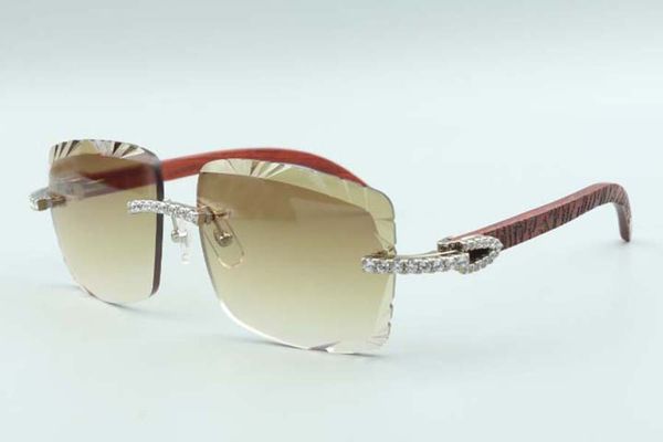 

21 style natural tiger wood temples sunglasses 3524020, cutting lens endless diamonds glasses, size: 58-18-135mm, White;black