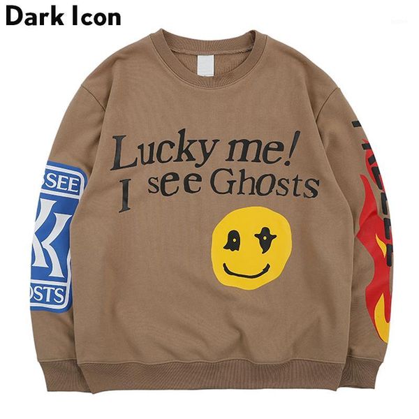 

dark lucky me i see ghosts sweatshirts men 2019 spring letters flame printed hip hop sweatshirt terry mens sweatshirts1, Black