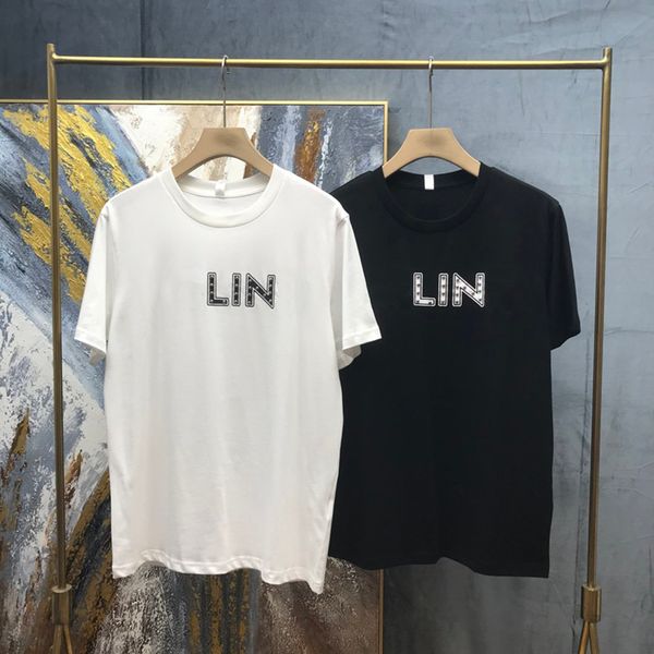 

20fw spring summer europe italy fashion classic letter printed rivet print tee t shirt women street casual cotton tshirt, White;black