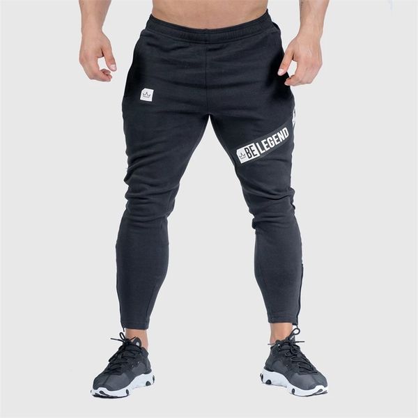 

joggers sweatpants mens slim casual pants solid color gyms workout cotton sportswear autumn male fitness crossfit track pants lj201104, Black