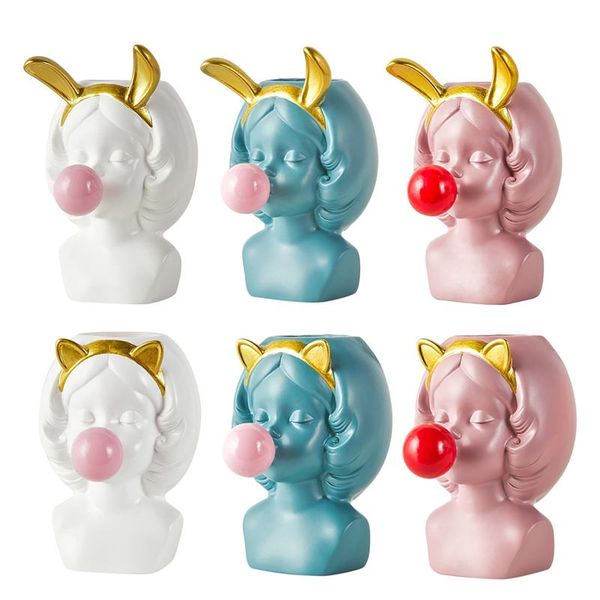 

cute girl blowing bubbles succulent planters vinyl flower pot nordic vase for home tabledecor various styles f wmtnwv