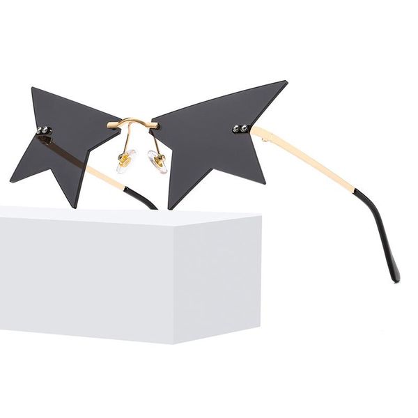 

new unique rimless star sunglasses fashion 2021 designer gradient ocean sunglasses women men shades uv400, White;black