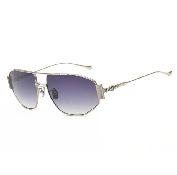 Designer-Sonnenbrille für Herren und Damen in Übergröße, Metall-Sonnenbrille mit großem Rahmen für Herren und Damen, grau-braune Gläser, Brillenmarke, fahrende Sonnenbrille mit Box