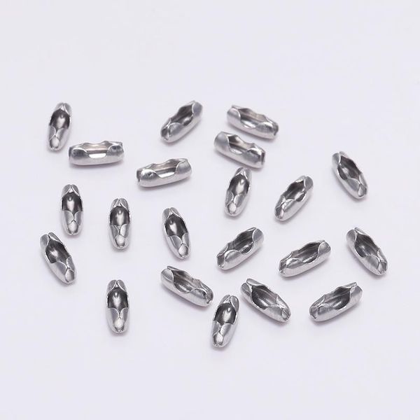 

50pcs/lot 1.5 2.0 2.5 3.2 mm stainless steel ball chain connector clasps end beads crimp for diy jewelry making finding bbywao, Silver