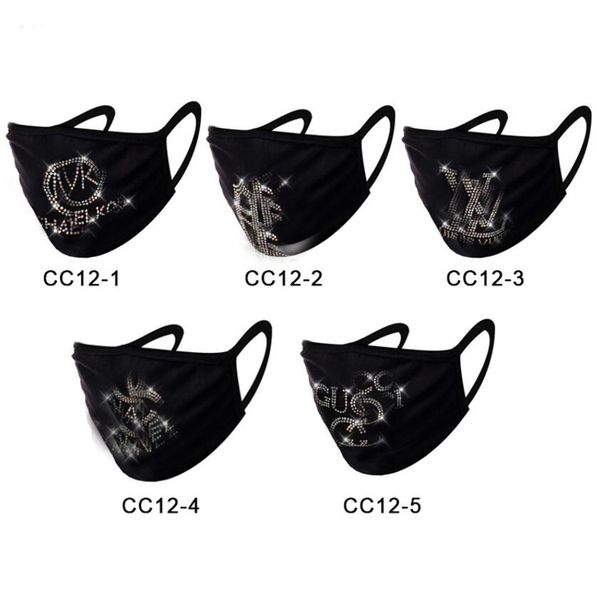 

brand designer face masks dust proof rhinestone mouth brand logo pattern reusable face masks men women individual package double fabric