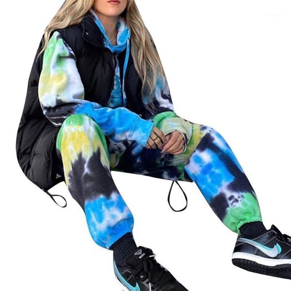 

women personalized butterfly printing tie-dyed pants loose pin-foot sweat pant joggers trouser casual elastic waist sweatpants1, Black;white