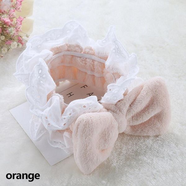 

women makeup coral fleece headband wash face elastic hair band sweet lace hair hoop head band girls hair accessories headdress h wmtach, Black;brown